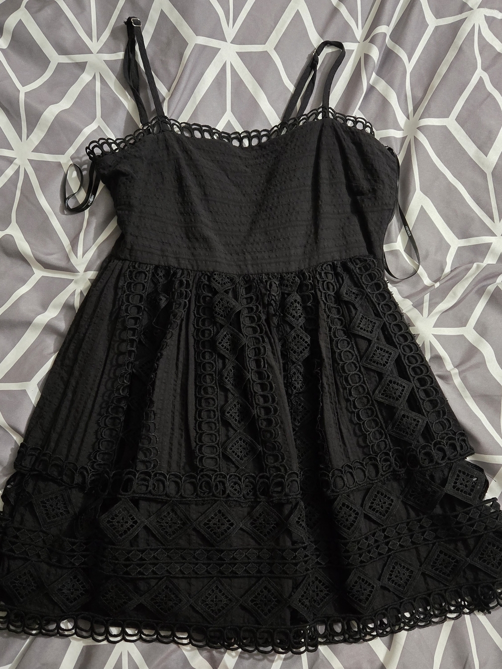 Forever 21 Black Textured Lace Slip Dress